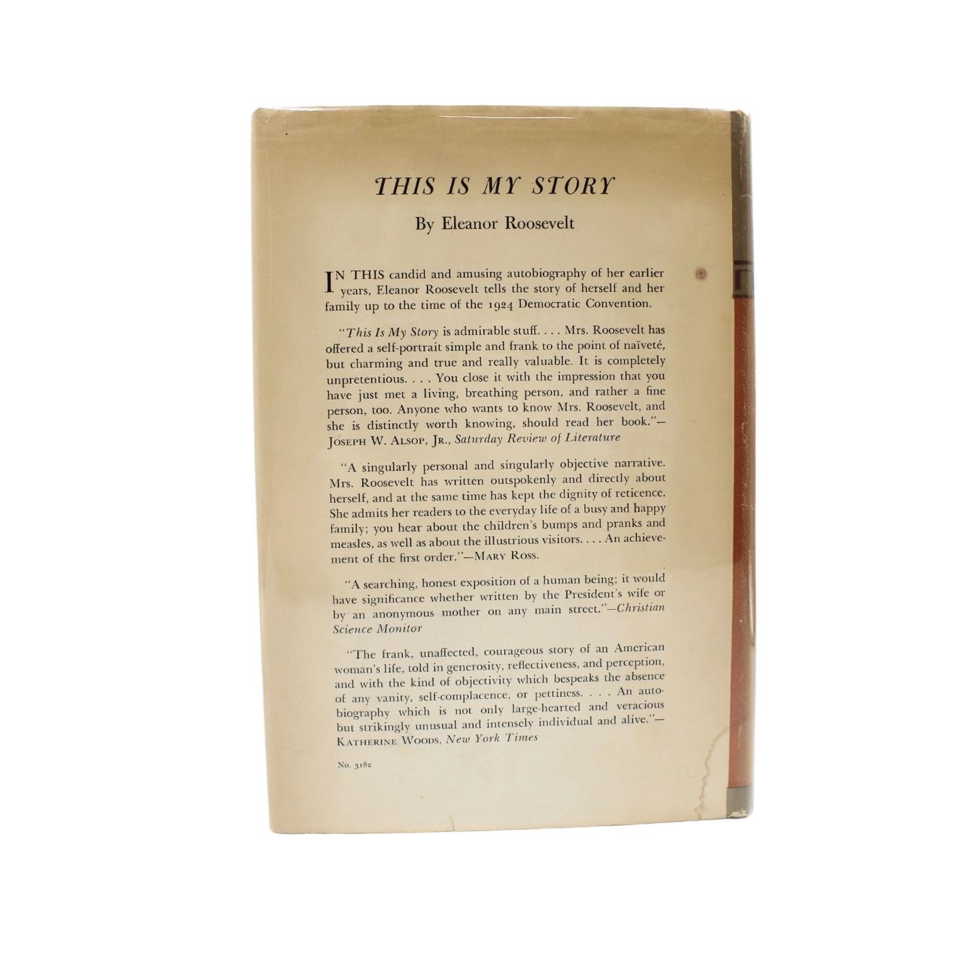 Ce que je me souviens, signé et inscrit par Eleanor Roosevelt, première édition, 1949 Bon état - En vente à Colorado Springs, CO