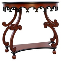 Tavolo consolle moderno Chippendale dipinto di rosso e nero Att. Chelsea House Tavolo consolle moderno Chippendale dipinto di rosso e nero Att. Chelsea House
