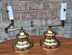 Pair of Mid Century Brass Swing Arm Table Lamps