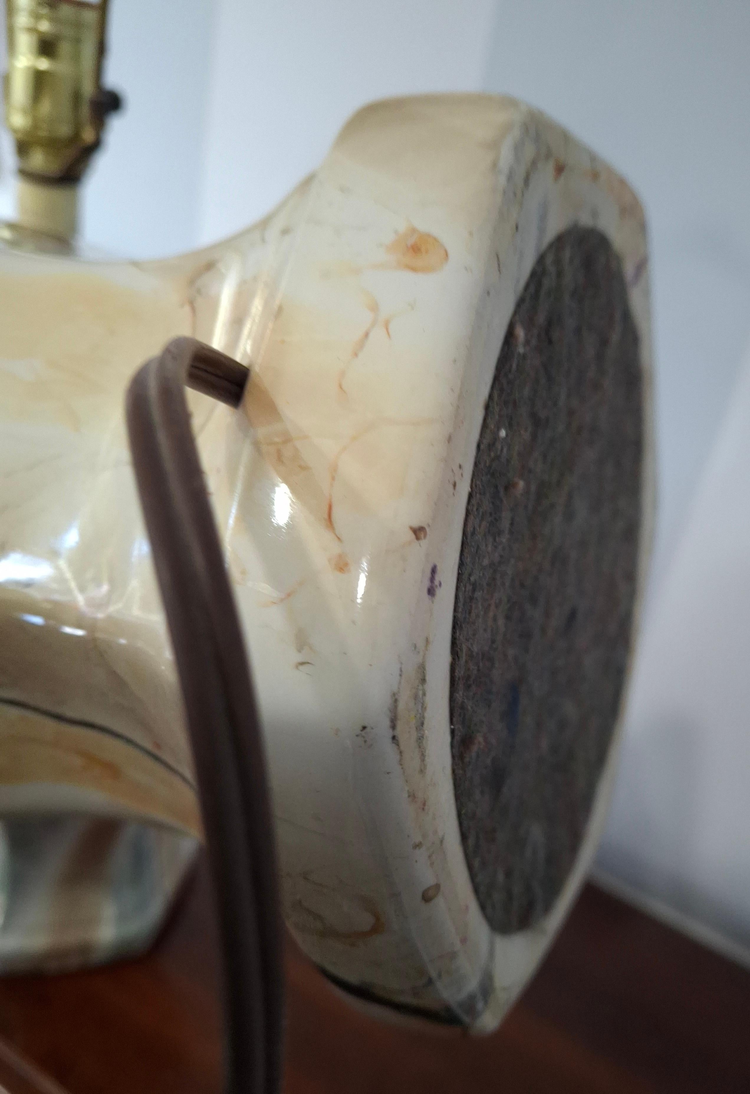 Pair Mid-Century Modern Marble-Glazed Ceramic Ginger Jar Style Table Lamps in vendita 5