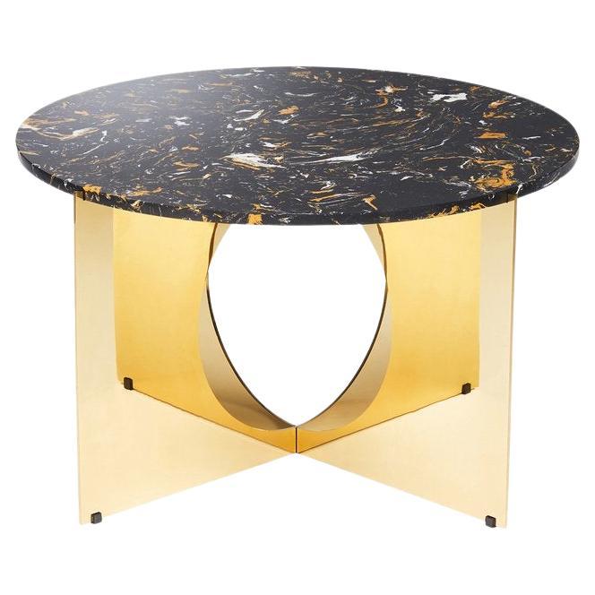 This is Art Coffee Table, Composite Top with Black and Brass