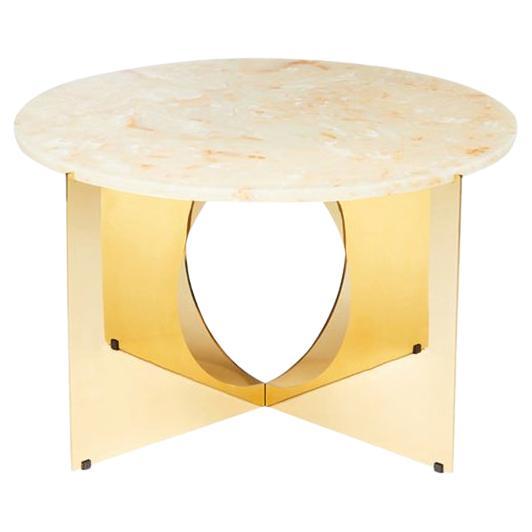 This Is Art Coffee Table, Composite Top with Cream and Brass