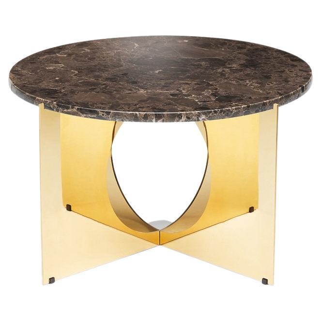This is Art Coffee Table, Marble Top with Dark Brown and Brass
