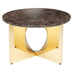 This is Art Coffee Table, Marble Top with Dark Brown and Brass