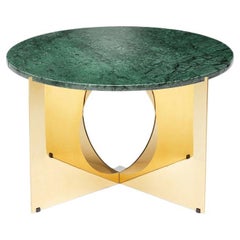 This is Art Coffee Table, Marble Top with Green and Brass