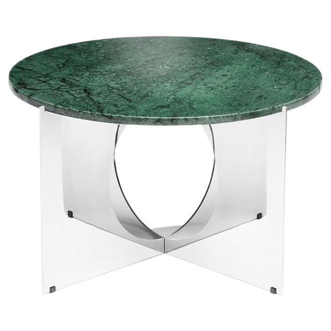 This Is Art Coffee Table, Marble Top with Green and Stainless Steel For Sale