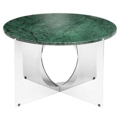 This Is Art Coffee Table, Marble Top with Green and Stainless Steel