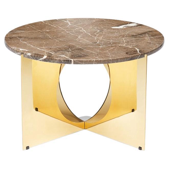 This is Art Coffee Table, Marble Top with Grey and Brass For Sale