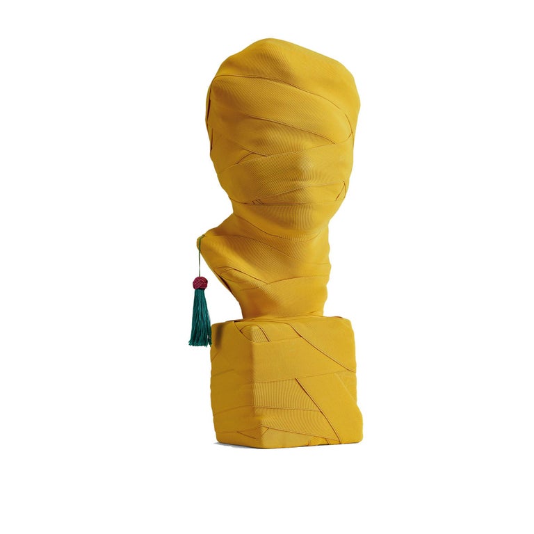 This is not a self portrait sculpture by Thomas Dariel
Dimensions: D 24 x W 26.5 x H 63 cm 
Materials: Solid plaster sculpture wrapped in elastic band color paint finish, accent ribbon.
Also available in colors: Red, green, red, yellow. 


In