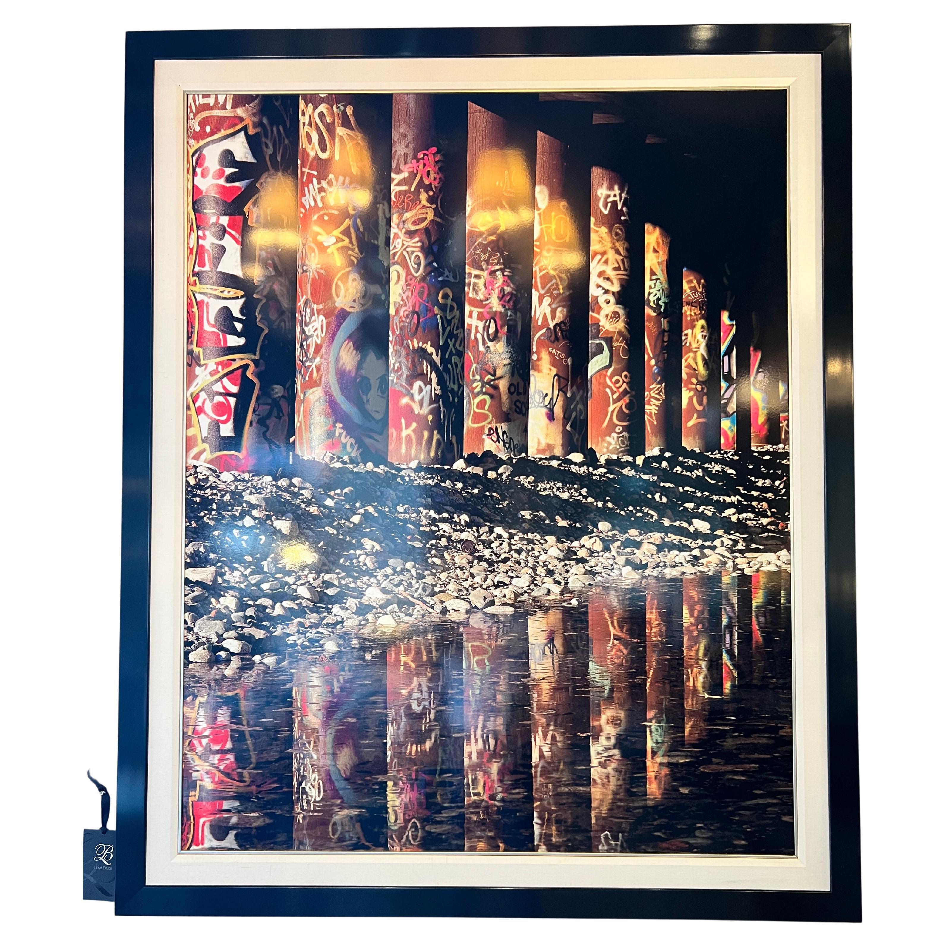 This Printed Photograph on Aluminum with Matte and Frame Is of Bridge Pilings For Sale