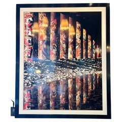 This Printed Photograph on Aluminum with Matte and Frame Is of Bridge Pilings