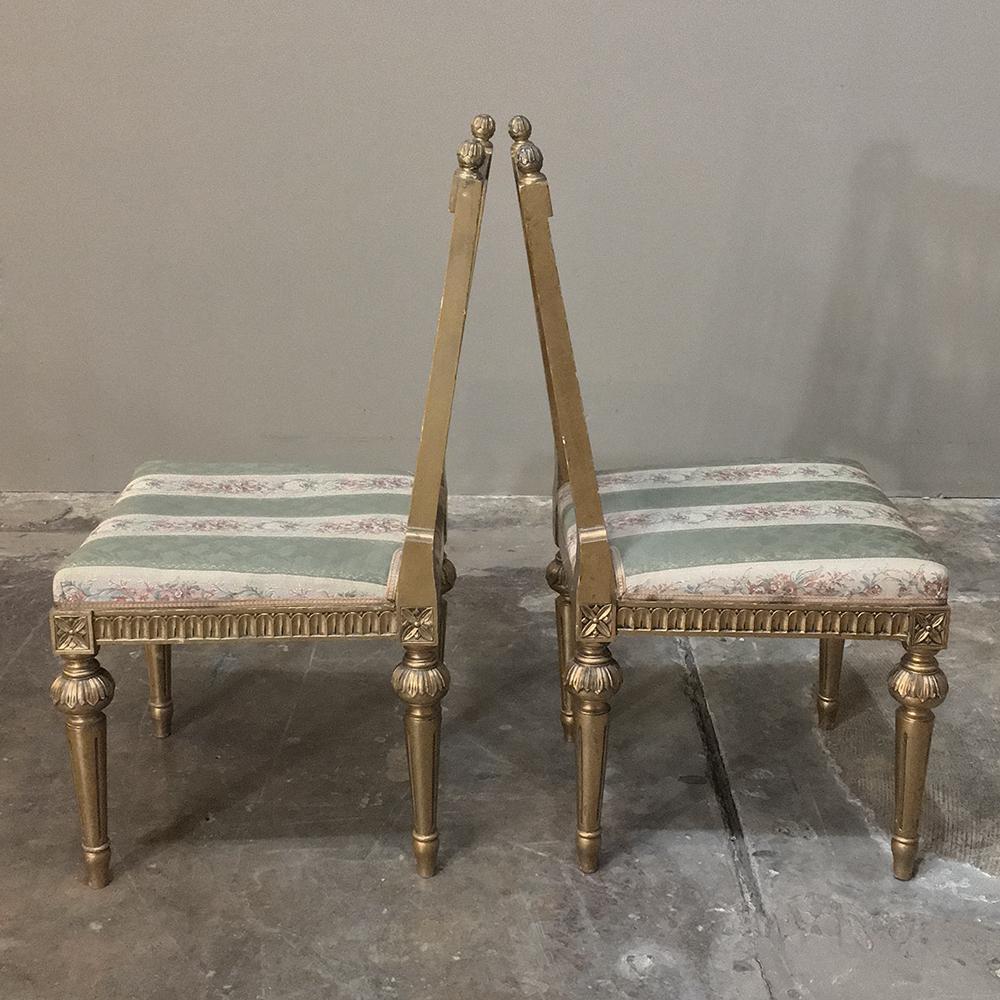 Late 19th Century This Set of Four 19th Century Swedish Louis XVI Gilded Chairs For Sale