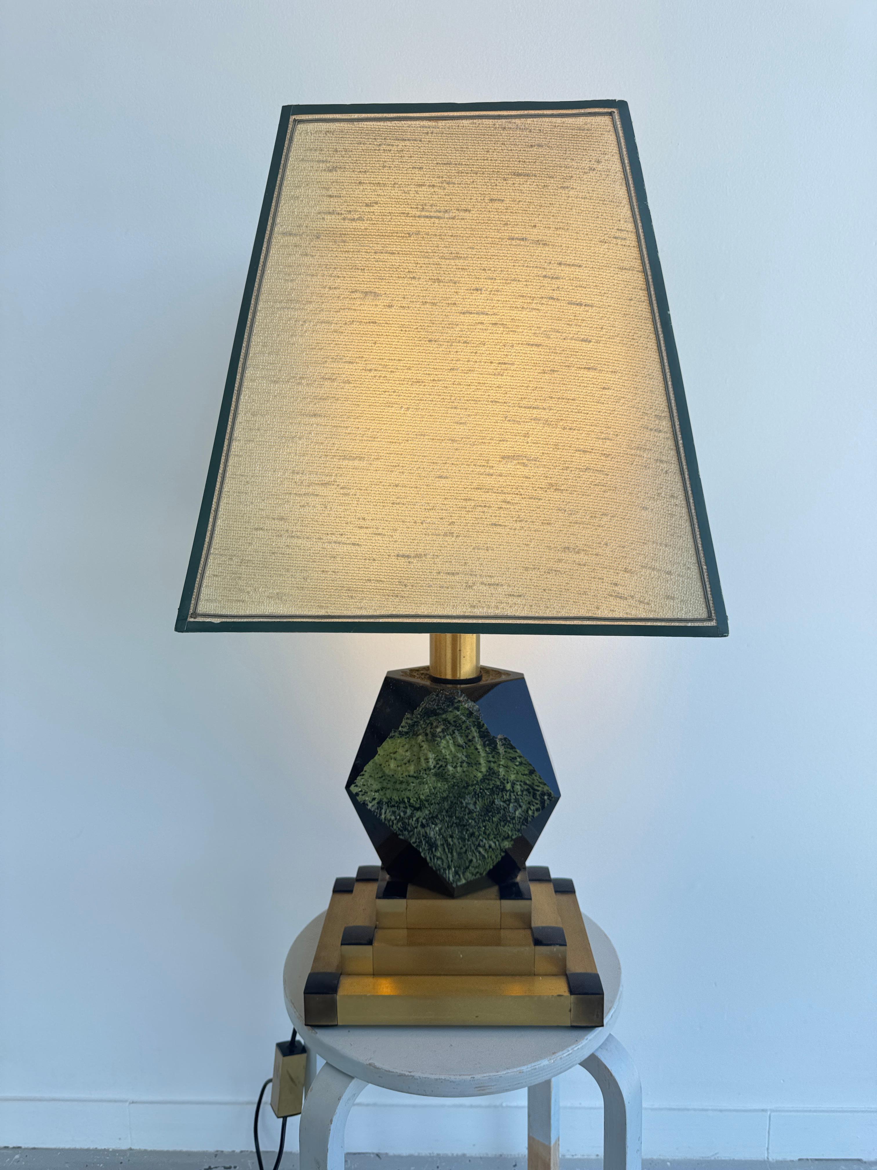This striking table lamp, model Katia, was produced by BD Lumica in Barcelona during the 1970s. Designed in the glamorous style associated with Willy Rizzo, it embodies the bold, architectural lines and luxurious materials that defined Spanish