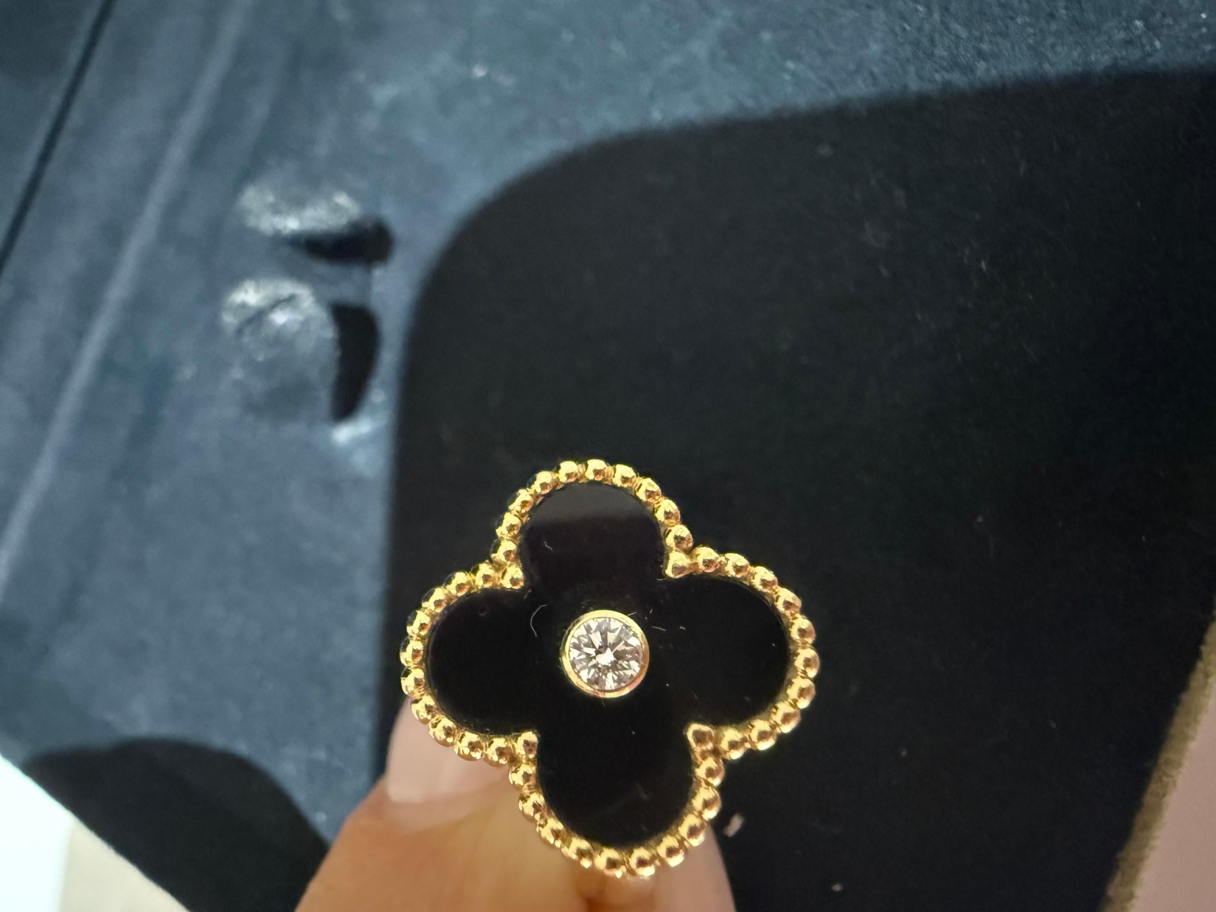 Art Nouveau This Van Cleef and Arpels Vintage Alhambra Onyx Ring For Sale