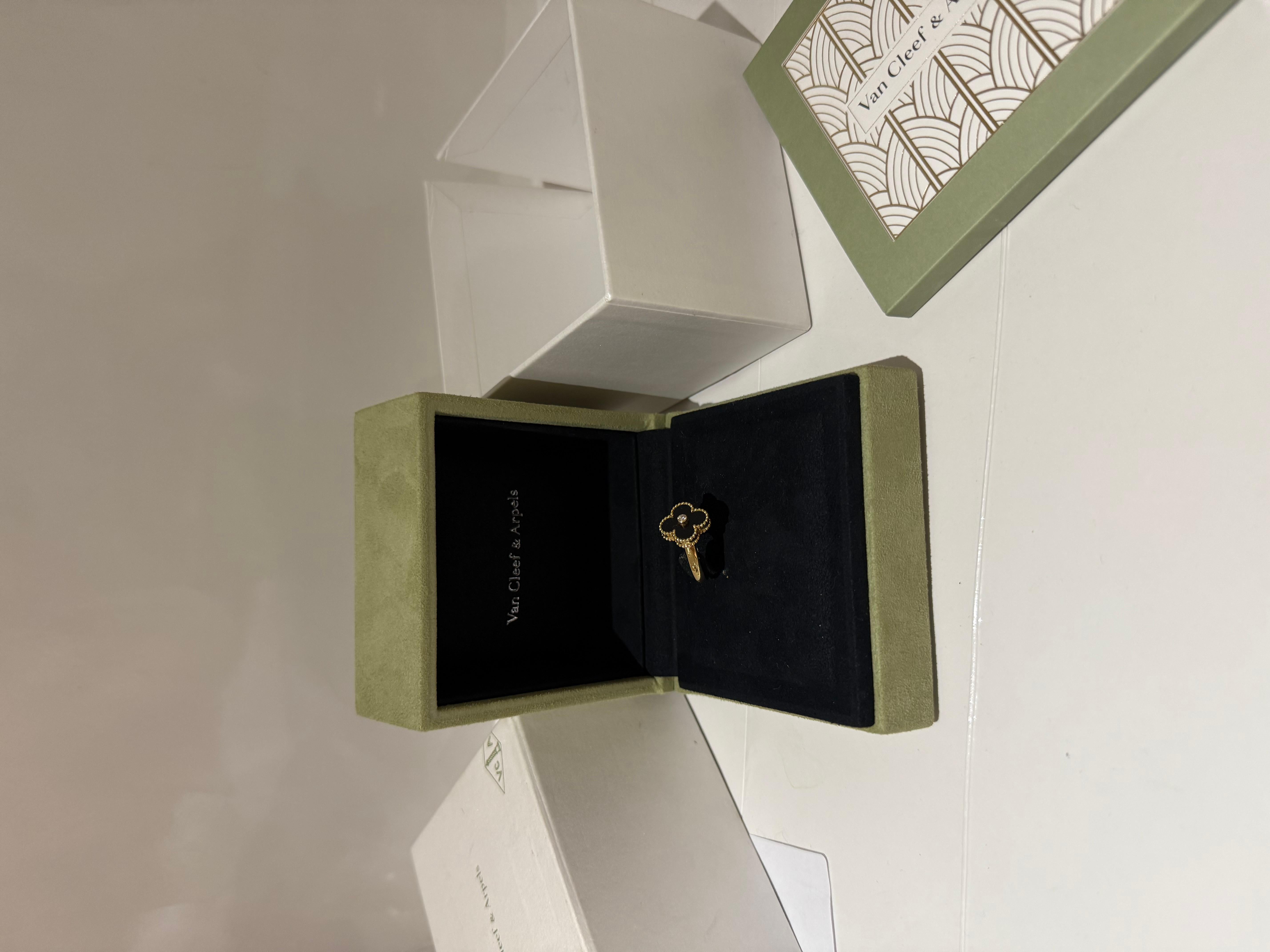 Brilliant Cut This Van Cleef and Arpels Vintage Alhambra Onyx Ring For Sale