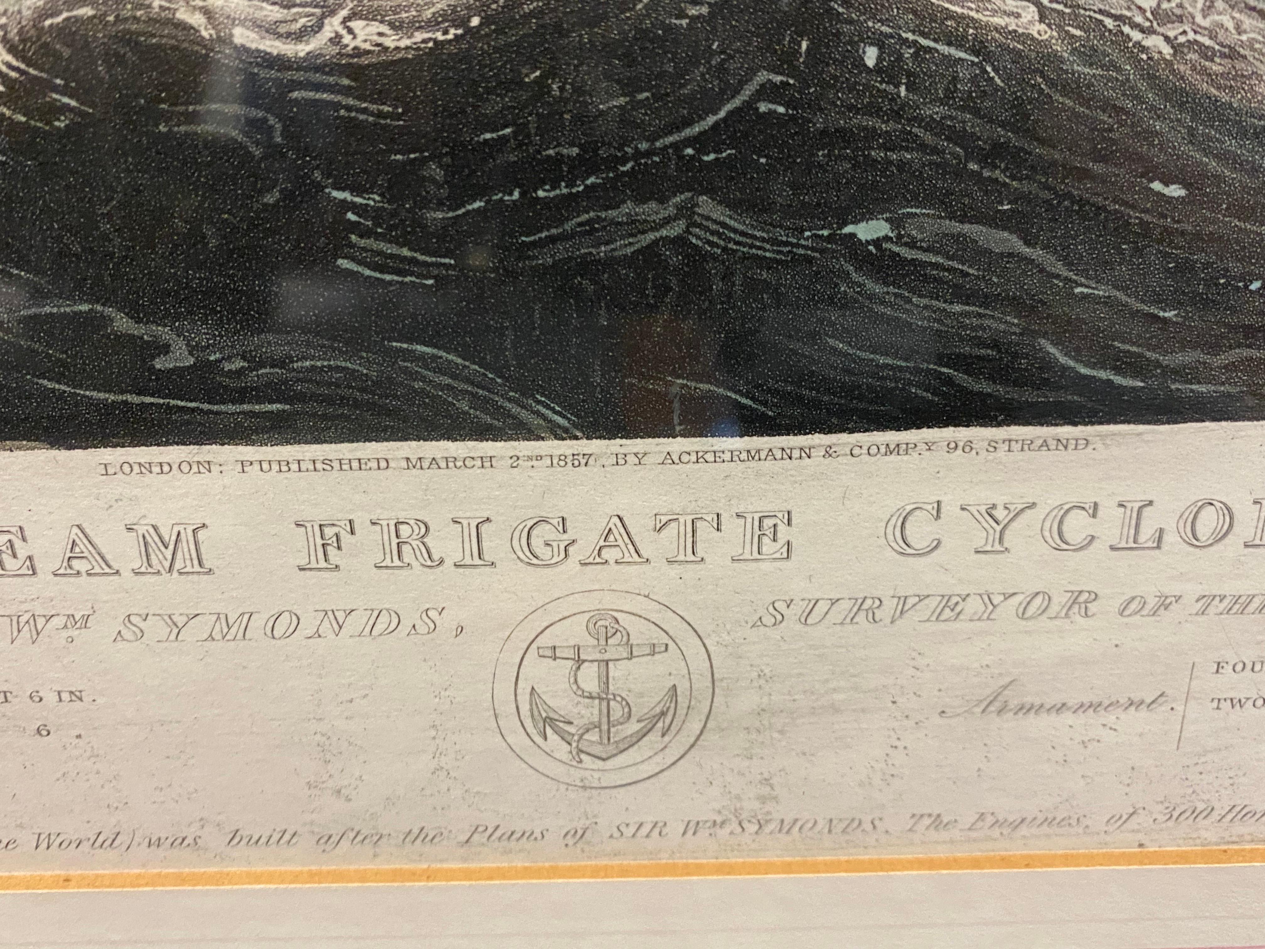19th Century This View of Her Majesty's Steam Frigate 'Cyclops', Aquatint Print by Ackermann