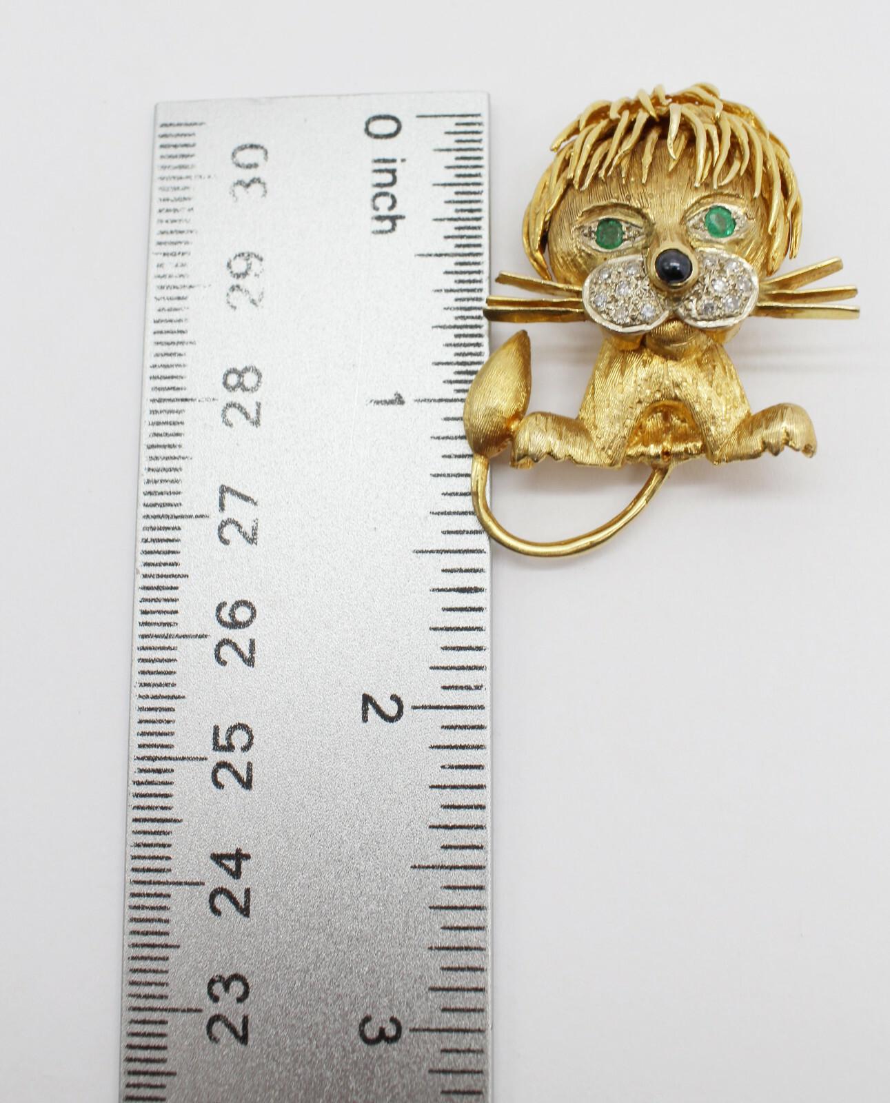 Diese skurrile Brosche aus den 1950er Jahren zeigt einen bezaubernden Löwen in 14k Gelb. im Angebot 4