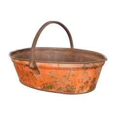 This Wonderful English Orange-Painted Metal Harvest or Garden Trug