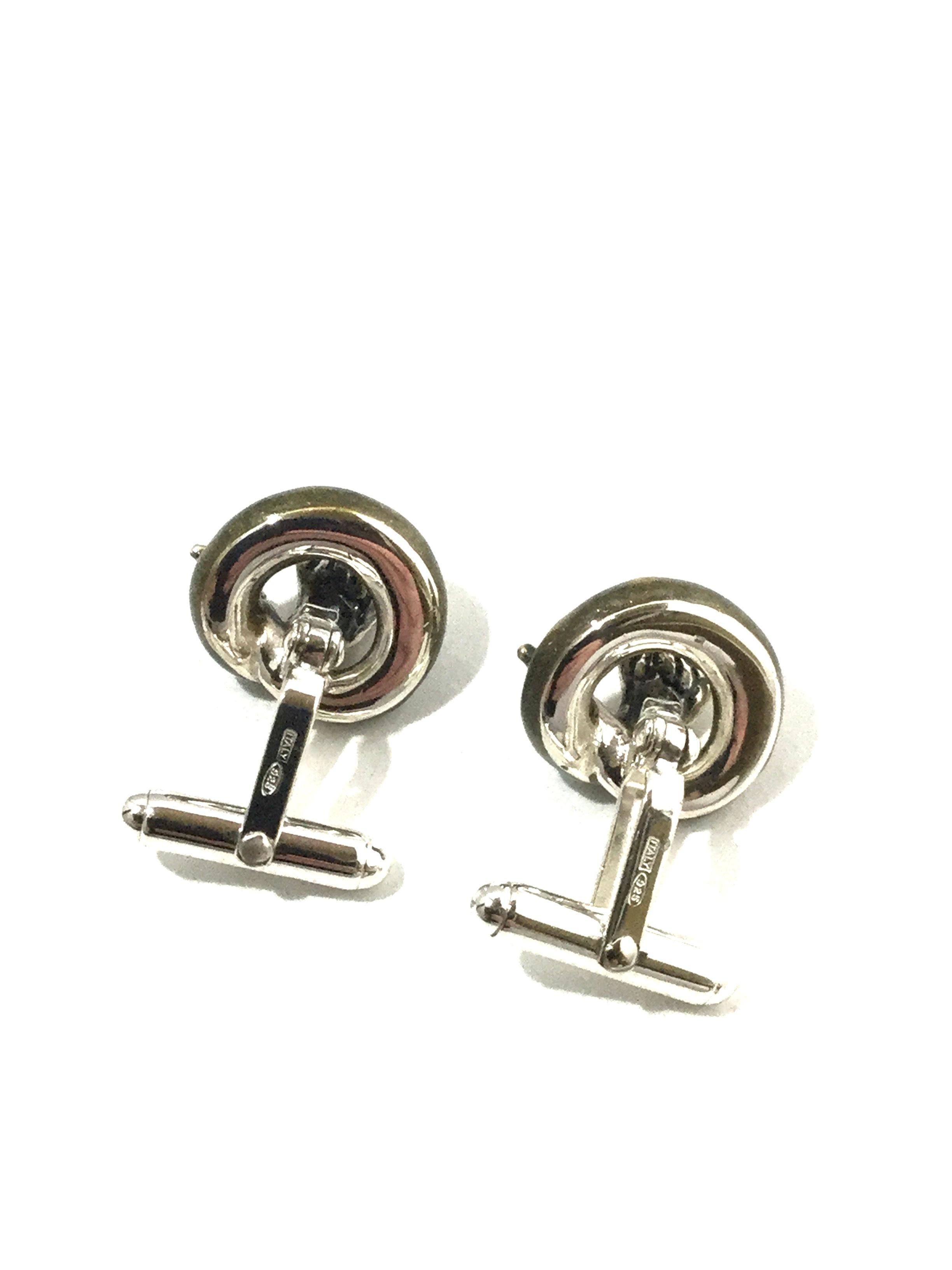 Thistle and Bee Sterling Silver Cobra Cufflinks For Sale 3