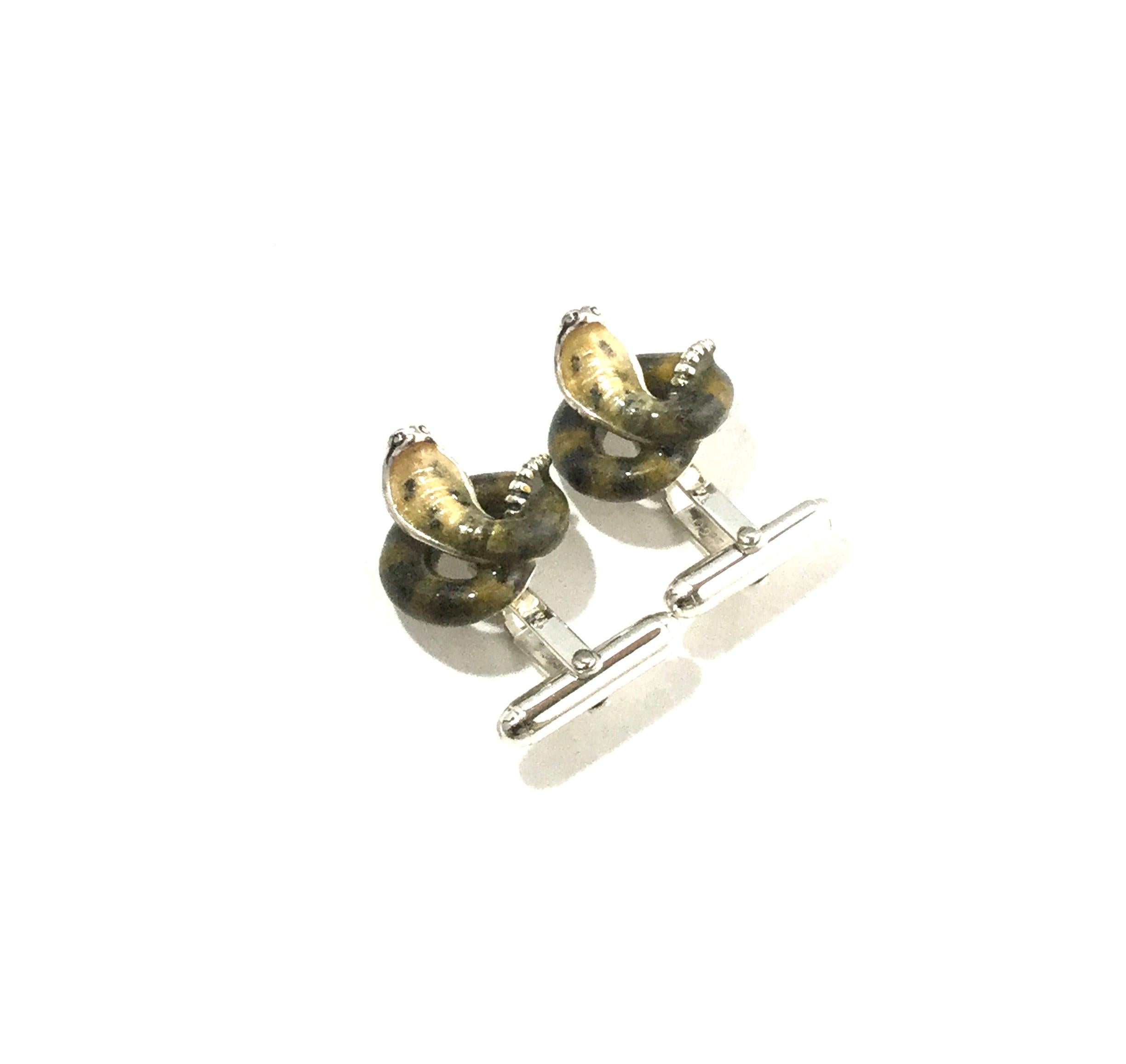 Thistle and Bee Sterling Silver Cobra Cufflinks For Sale 8
