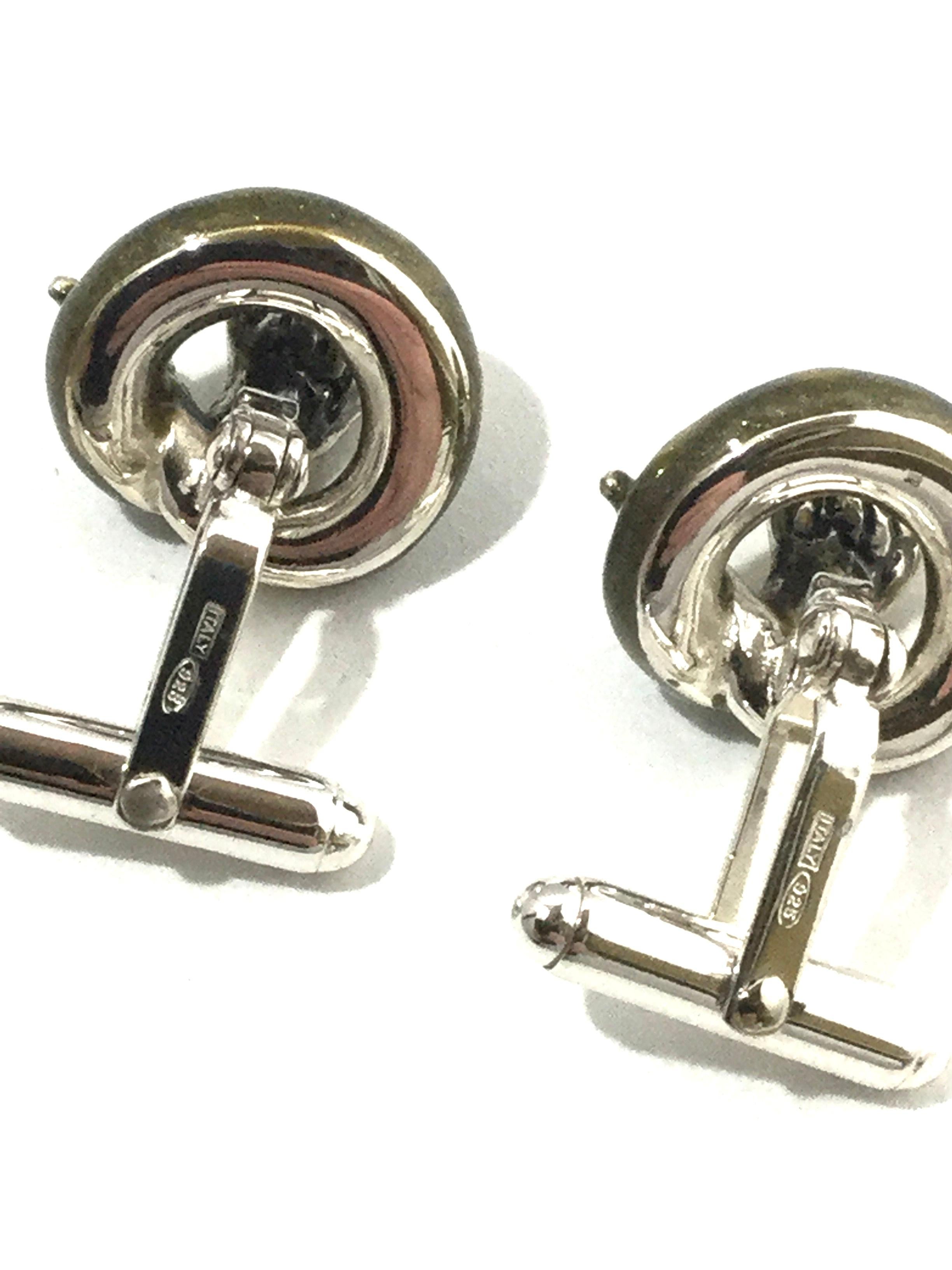 Thistle and Bee Sterling Silver Cobra Cufflinks For Sale 2
