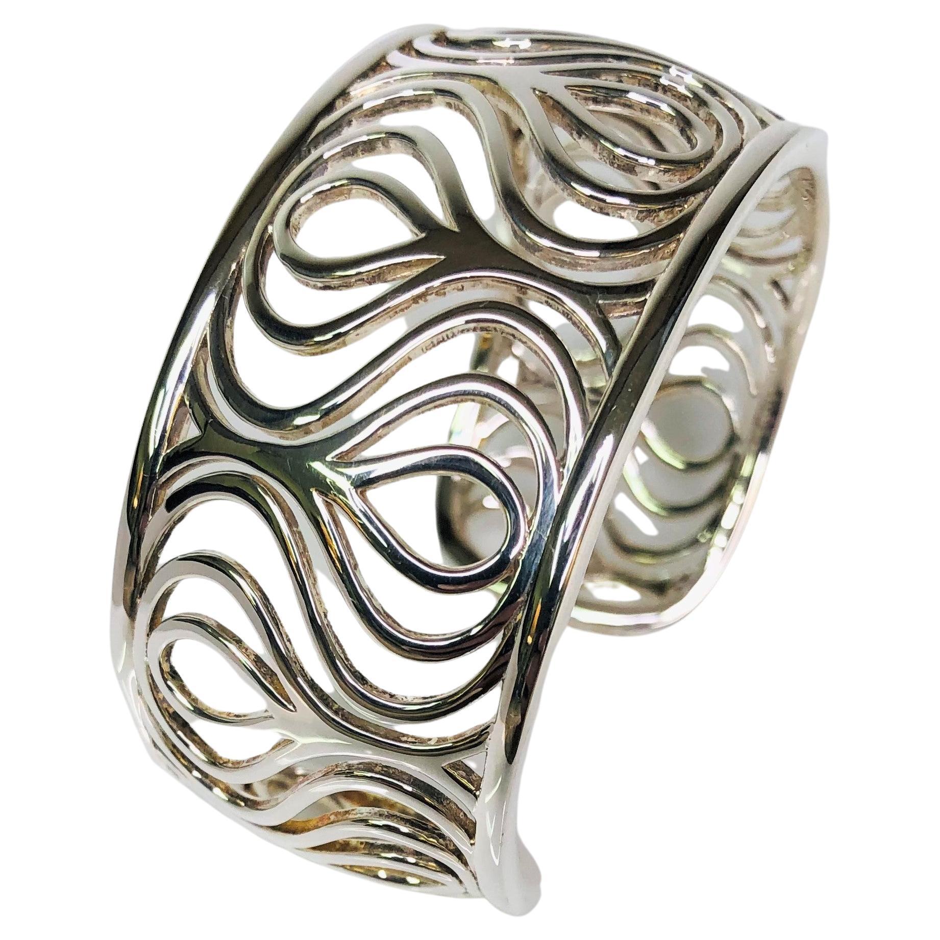 Thistle & Bee Sterling Silver Plume Cuff Bracelet For Sale