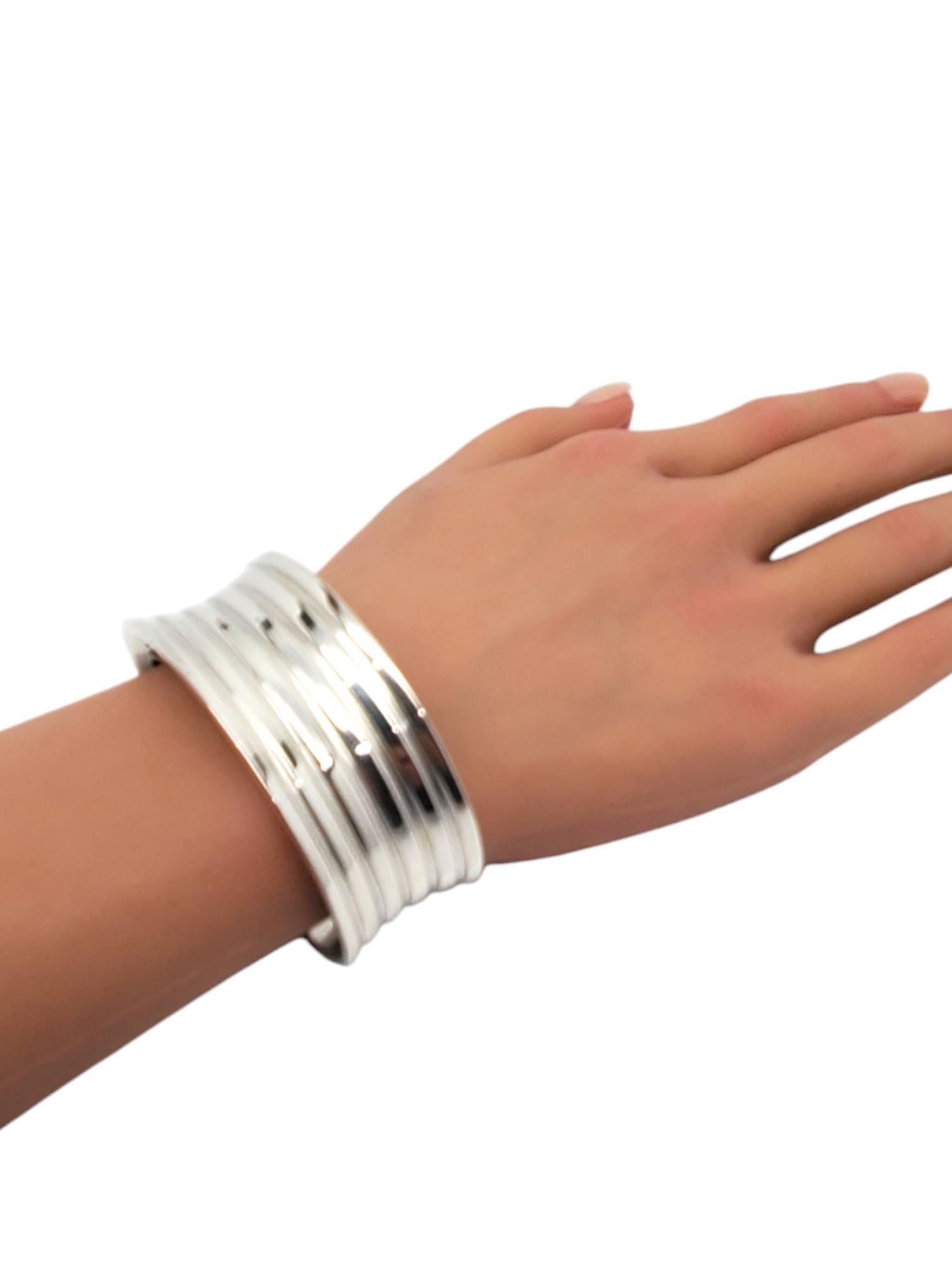 Thistle  & Bee Sterling Silver Wide Cuff Ribbed Bracelet #20250 For Sale 6
