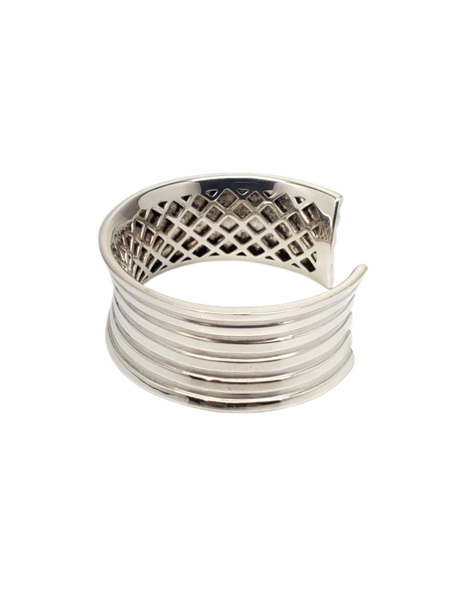 Women's Thistle  & Bee Sterling Silver Wide Cuff Ribbed Bracelet #20250 For Sale