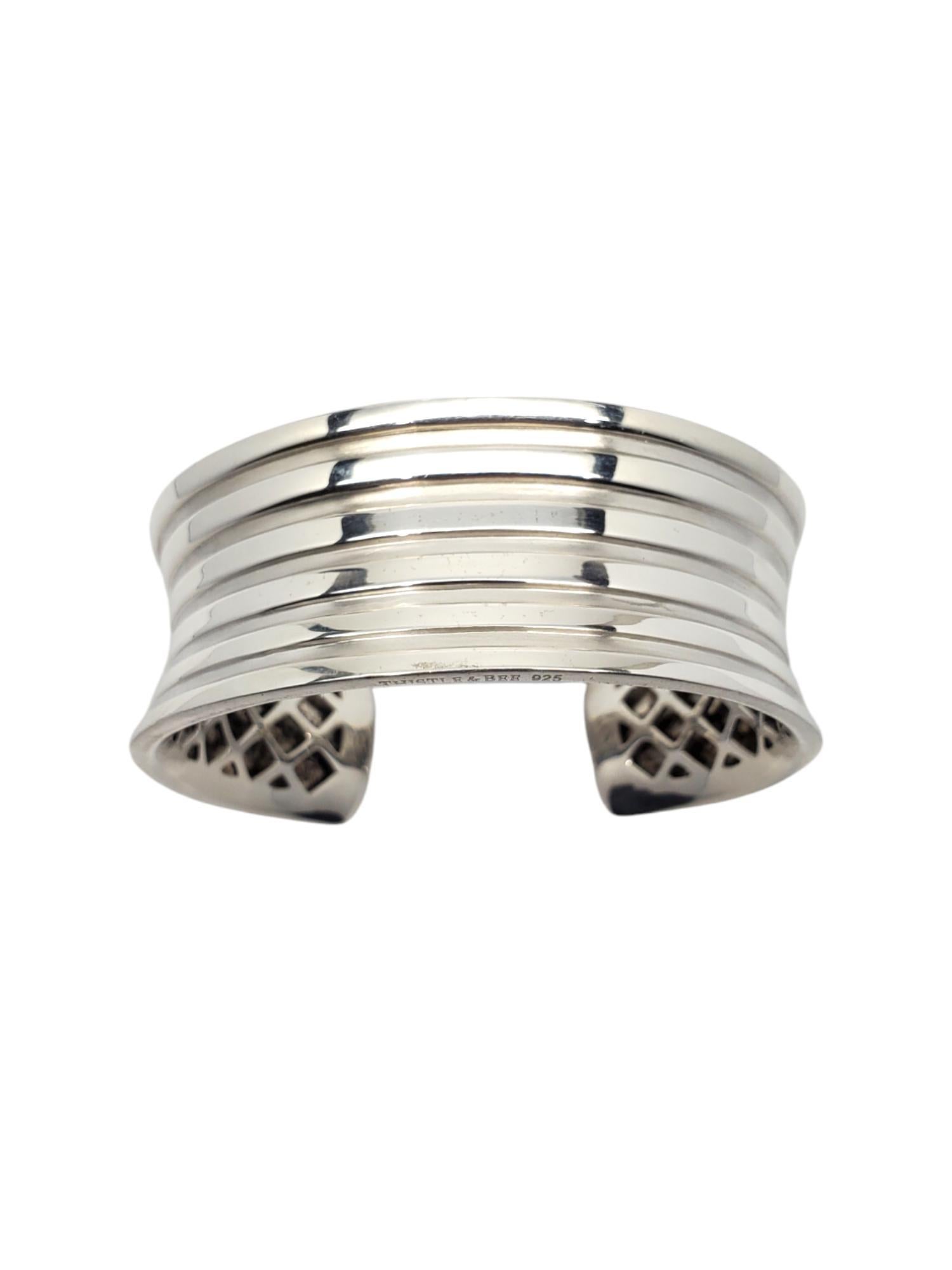 Thistle  & Bee Sterling Silver Wide Cuff Ribbed Bracelet #20250 For Sale 1