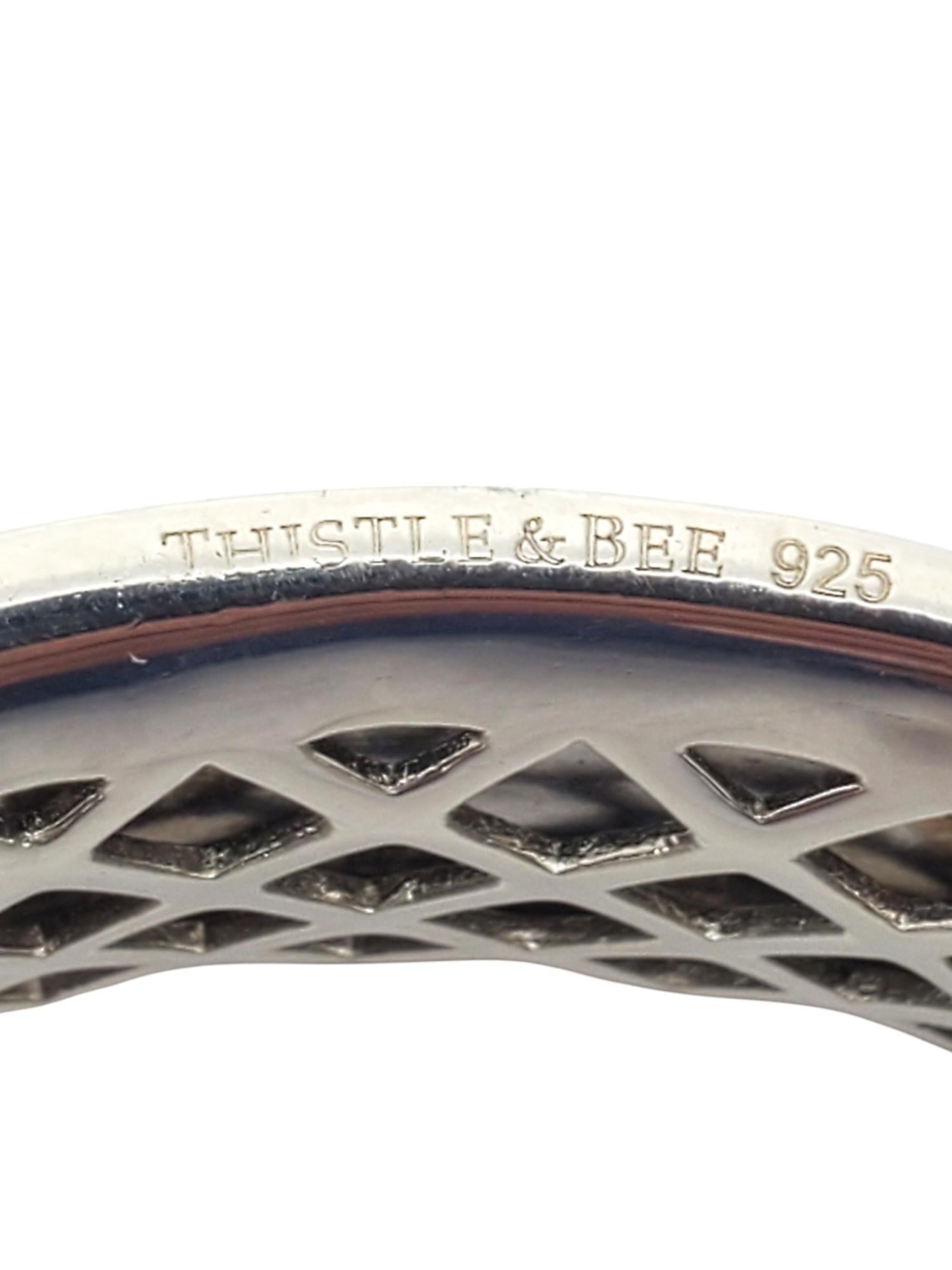 Thistle  & Bee Sterling Silver Wide Cuff Ribbed Bracelet #20250 For Sale 3