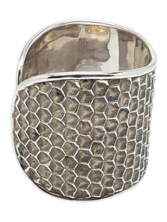 Thistle & Bee Sterling Silver Wide Honeycomb Cuff Bracelet #24625