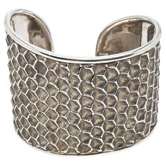 Thistle & Bee Sterling Silver Wide Honeycomb Cuff Bracelet #24625