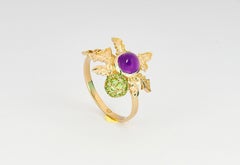 Thistle ring with amethyst