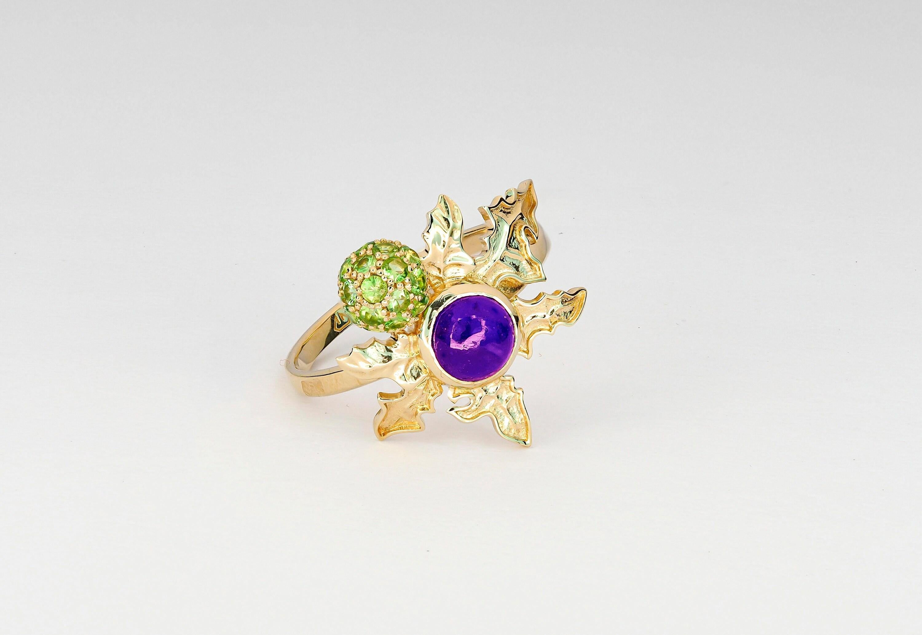 in vendita:  Anello con cardo e ametista 5