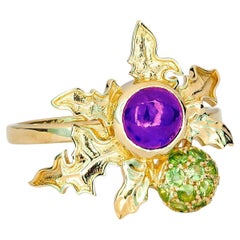 Anello con cardo e ametista