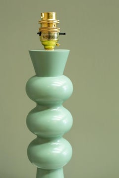 'Thistle' turned wood table lamp - Fern