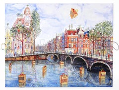 Amsterdam Bag Art - Large Oversized Colorful Original City Painting
