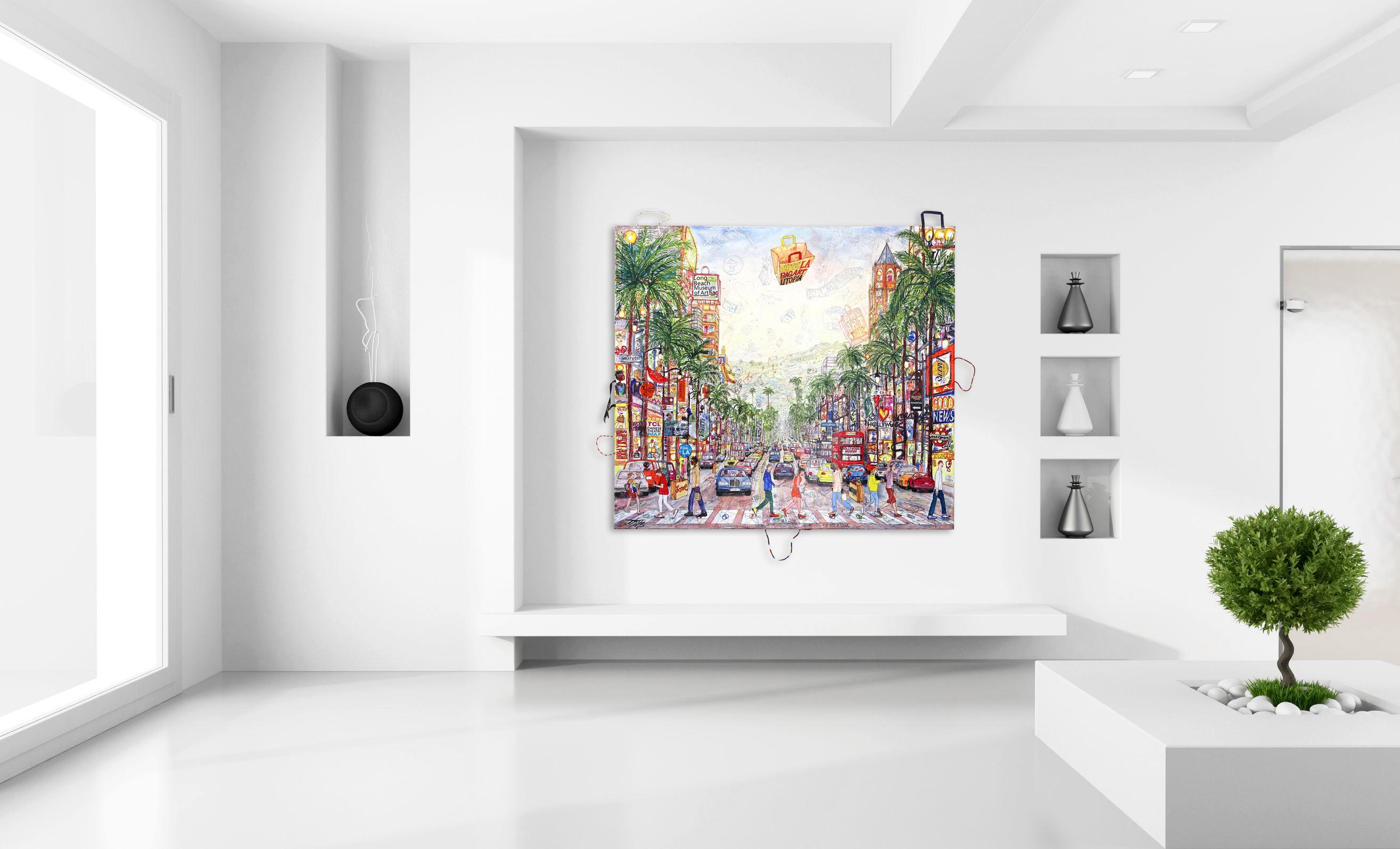 LA Bag Art Hollywood - Iconic Luxury Shopping Bags Meet Large Original Artwork - Contemporary Painting by Thitz