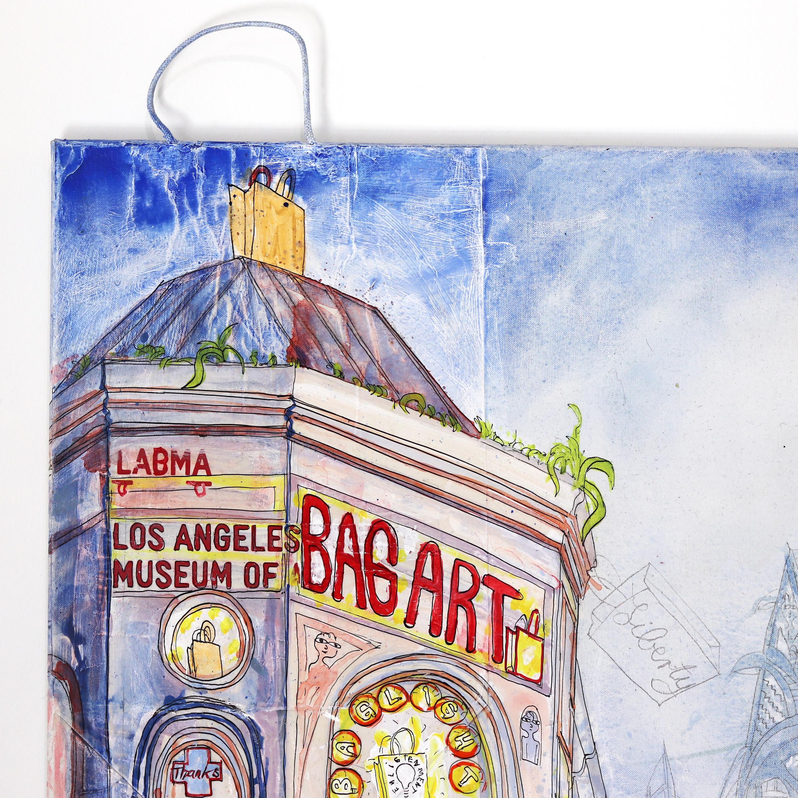 LA Bag Art Rodeo Drive – Großes, farbenfrohes, übergroßes Original-Stadtbild (Zeitgenössisch), Mixed Media Art, von Thitz