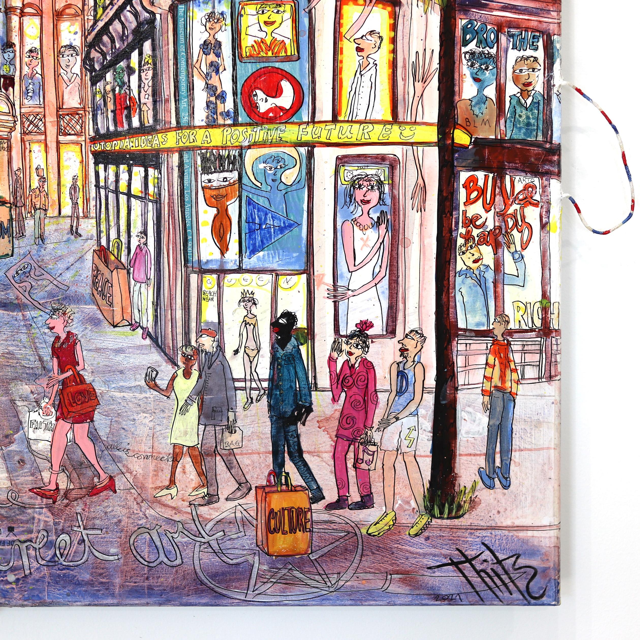 LA Bag Art Rodeo Drive - Large Colorful Oversized Original Cityscape Painting For Sale 2