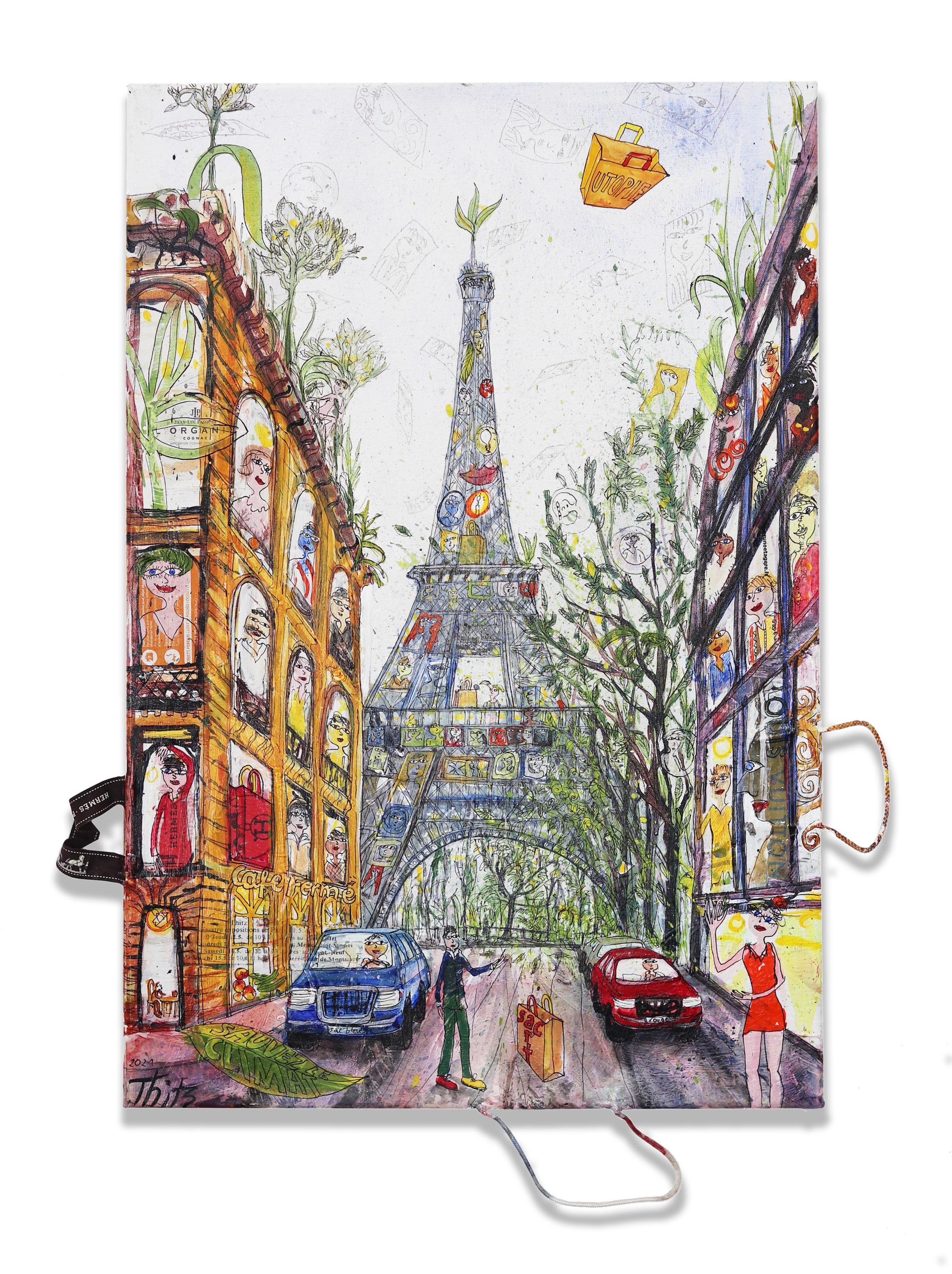 Thitz Landscape Painting - Paris Bag Art