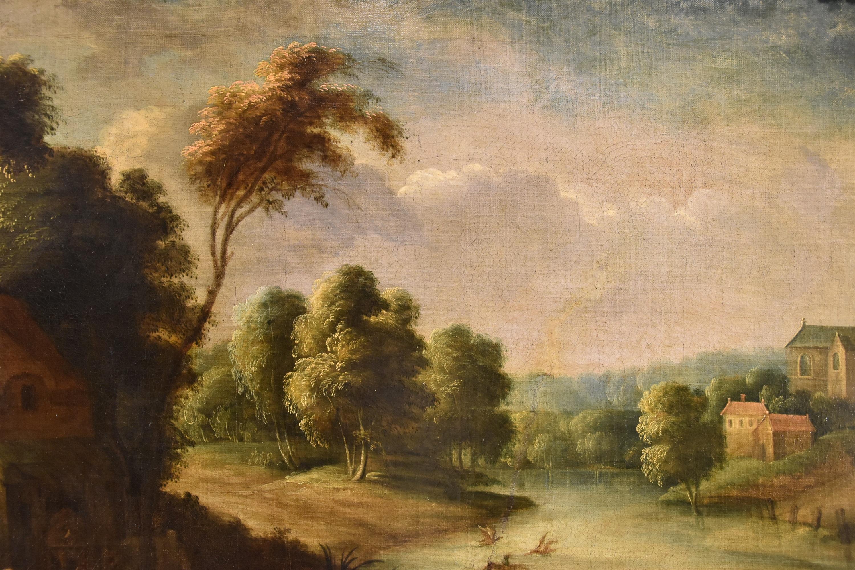 Fluss-Landschaft Wasser Michout 17/18. Jahrhundert Gemälde Öl auf Leinwand Alter Meister im Angebot 11