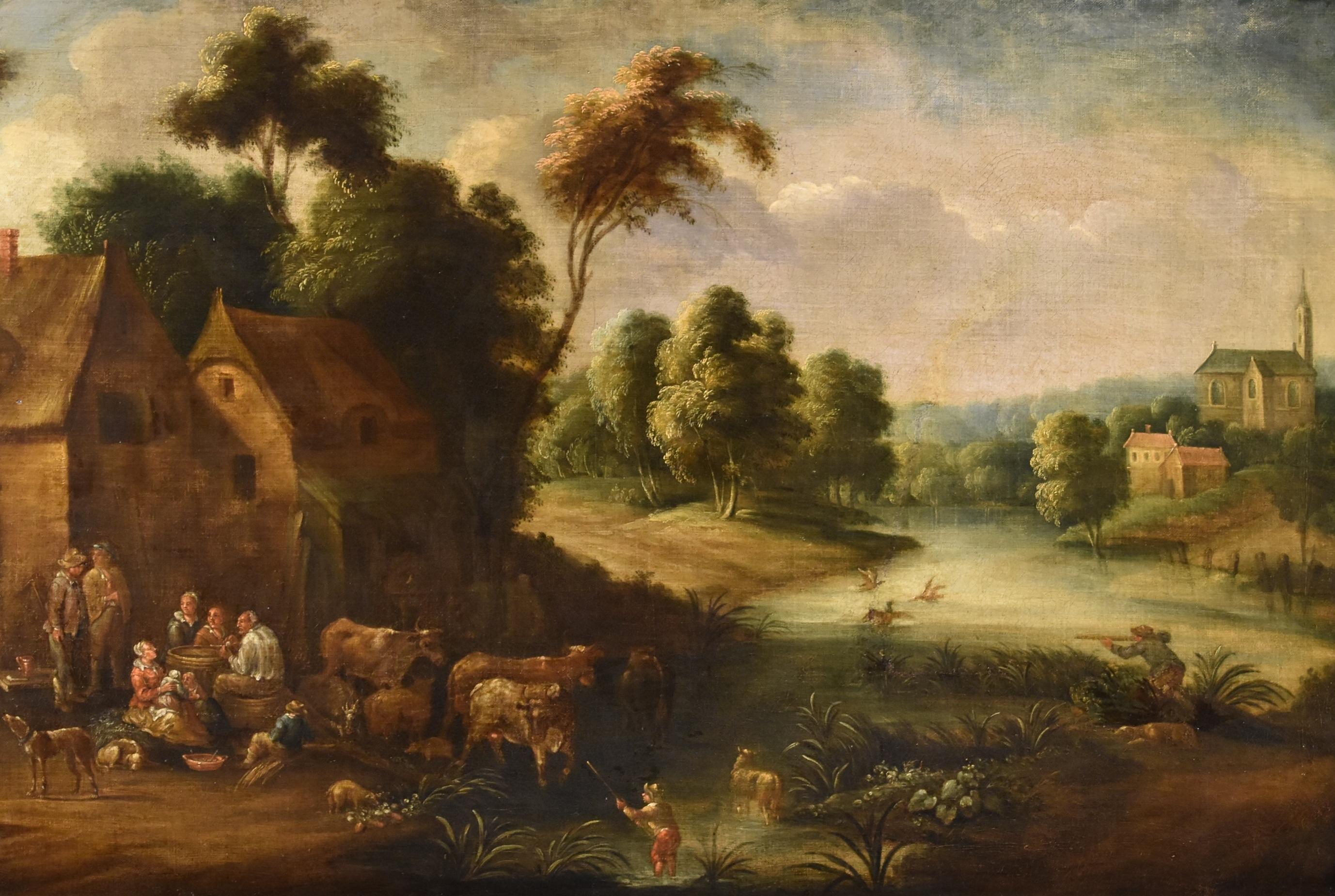 Théobald Michou (Tournai, 1676 - Antwerpen, 1765) 

Flusslandschaft mit Dorf  

Öl auf Leinwand  62 x 98 Gerahmt 74 x 110 cm  

Wir präsentieren diese weitläufige und harmonische Komposition, in der eine charakteristische Flusslandschaft als Kulisse