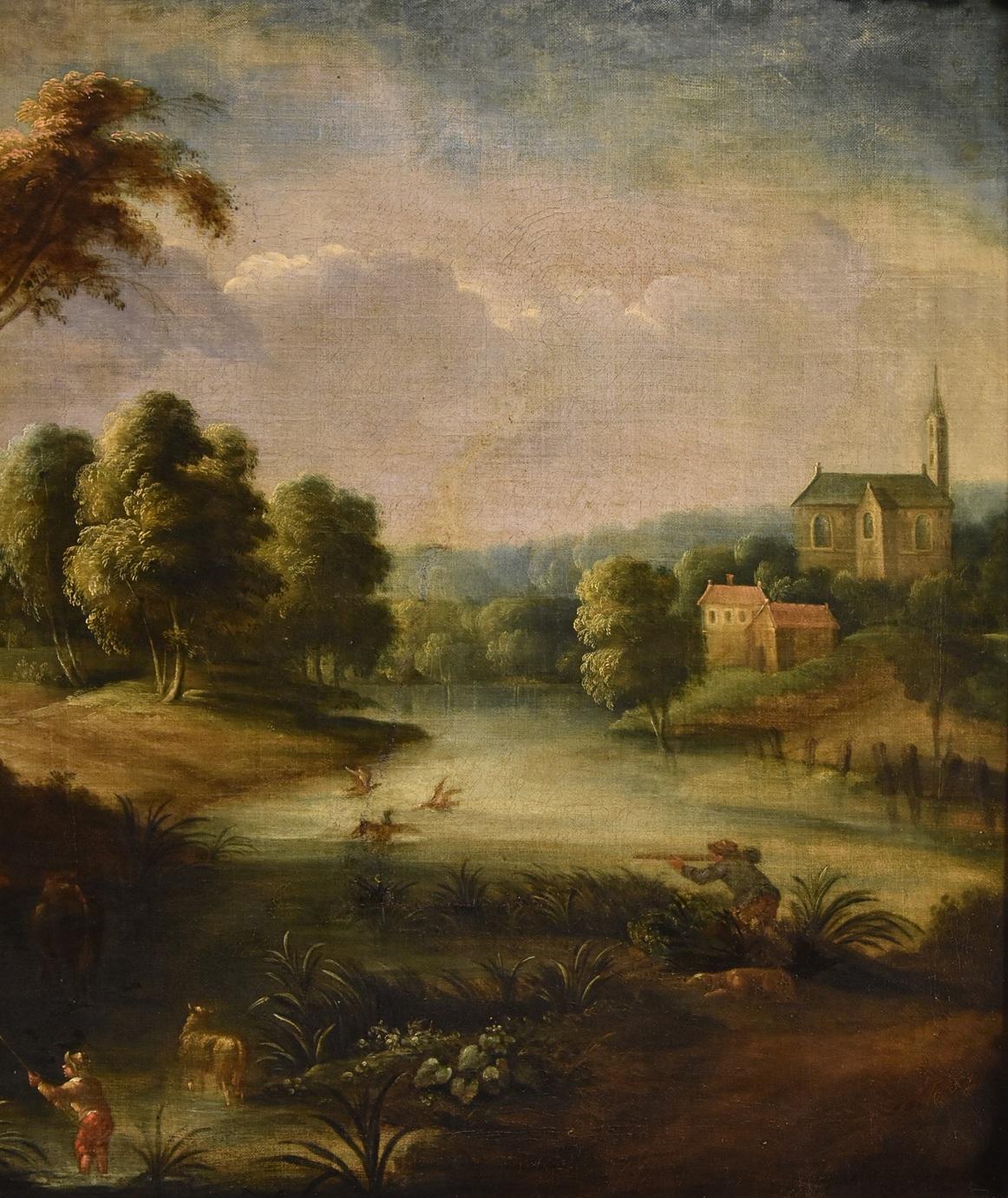 Fluss-Landschaft Wasser Michout 17/18. Jahrhundert Gemälde Öl auf Leinwand Alter Meister im Angebot 2