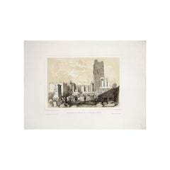 1846 Grabado original de Du Moncel : vista de Atenas - Propylées