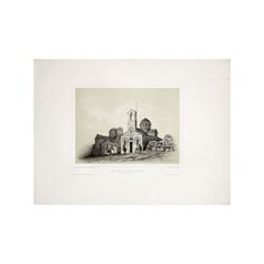 1846 original engraving by Théodore Du Moncel - Ancient Byzantine church Athens