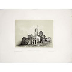 1846 original engraving by Théodore Du Moncel - Ancient Byzantine church Athens