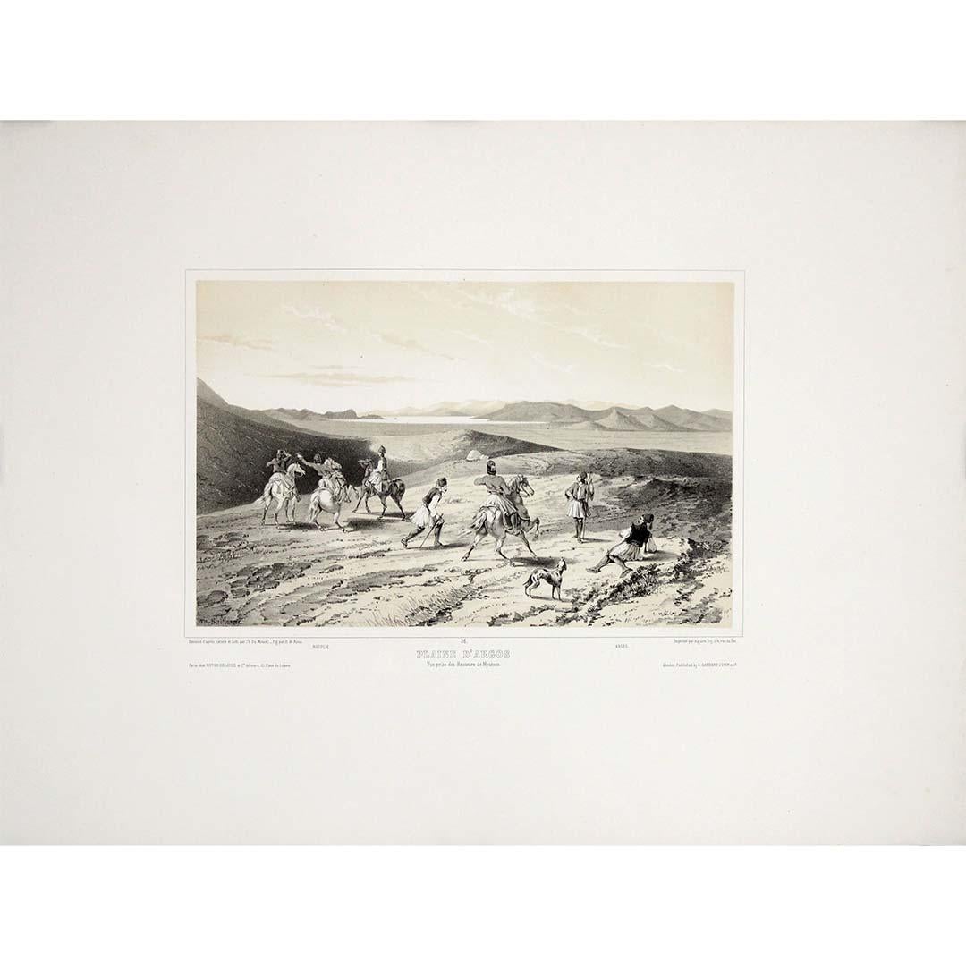 Théodore du Moncel Print - 1846 original engraving by Théodore Du Moncel - Plaine d'Argos