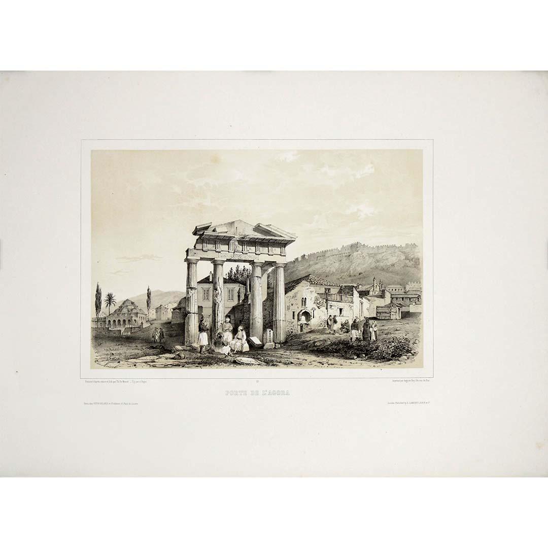 1846 gravure originale de Théodore Du Moncel - Porte de l'Agora
