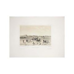 1846 original engraving by Théodore Du Moncel - Ruines de Tirynthe